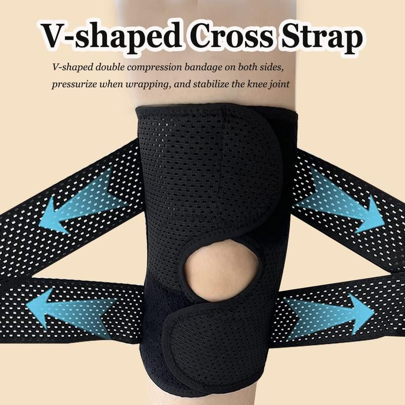 Knee Brace for Knee Pain Relief โ Compression Support with Air Mesh Fabric, Adjustable Wrap & Side Stabilizers | for Sports, Running, Meniscus Tear, ACL, Arthritis