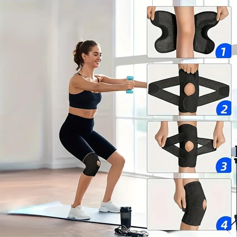 Knee Brace for Knee Pain Relief โ Compression Support with Air Mesh Fabric, Adjustable Wrap & Side Stabilizers | for Sports, Running, Meniscus Tear, ACL, Arthritis