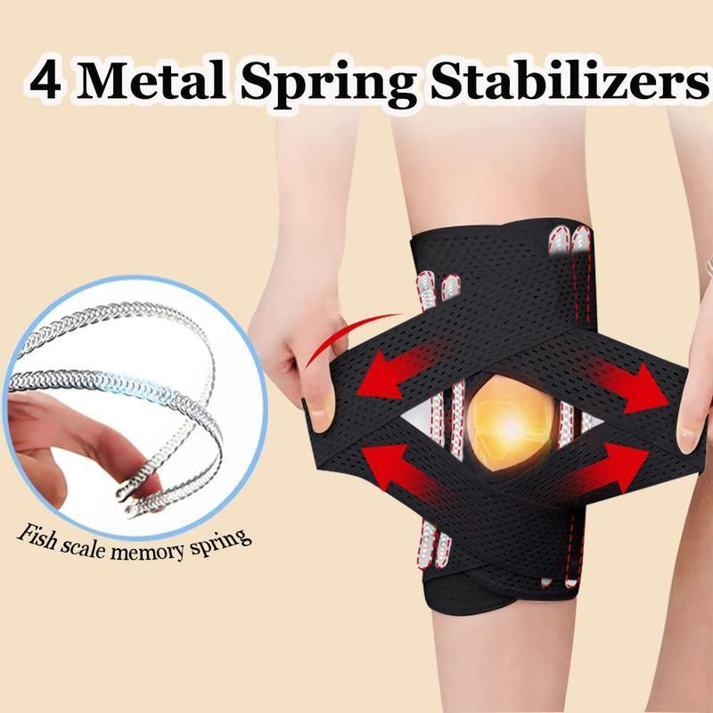 Knee Brace for Knee Pain Relief โ Compression Support with Air Mesh Fabric, Adjustable Wrap & Side Stabilizers | for Sports, Running, Meniscus Tear, ACL, Arthritis