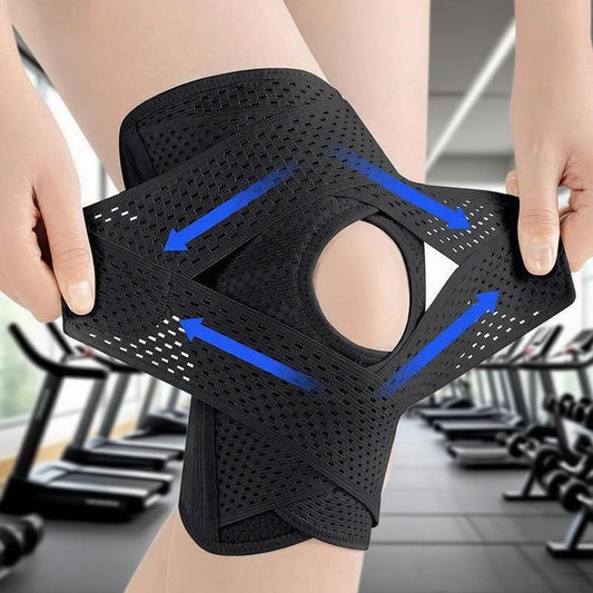 Knee Brace for Knee Pain Relief – Compression Support with Air Mesh Fabric, Adjustable Wrap & Side Stabilizers | for Sports, Running, Meniscus Tear, ACL, Arthritis